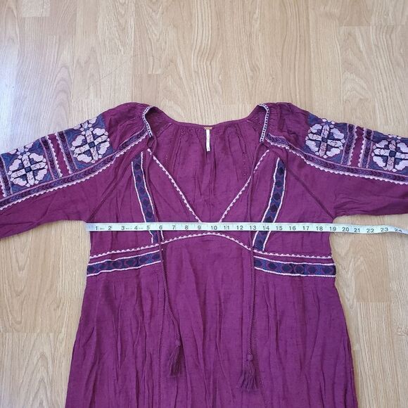 🍂 FREE PEOPLE 🍂 | 'All My Life' Embroidered Minidress - [size XS in Wine] - Picture 13 of 15